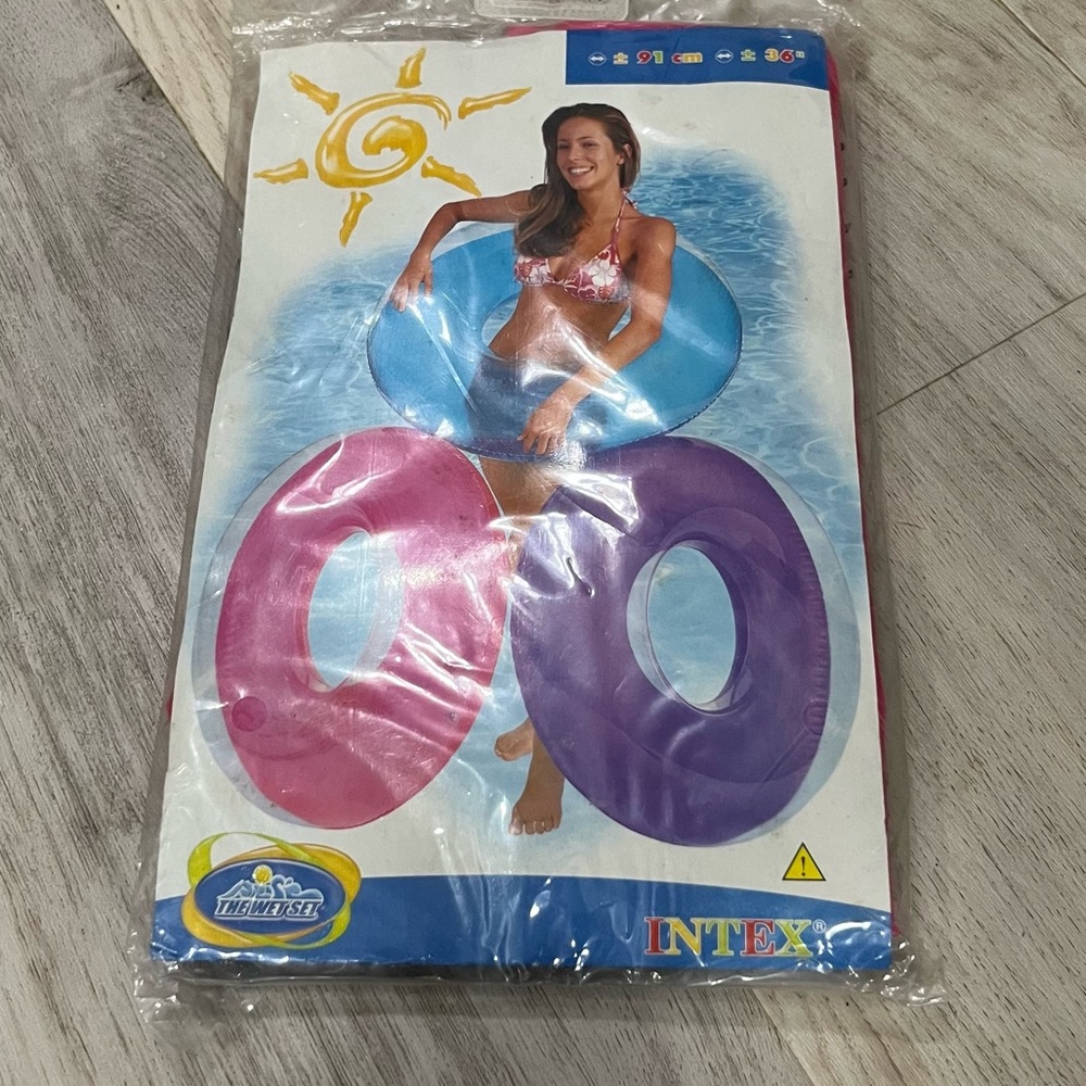 Vintage Pink Tube Intex Wet Set Pool Float 36" NIB